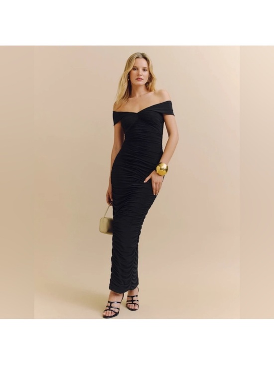 Reformation Dresses & Skirts - Reformation Ariadne Black Off The Shoulder Ruched Maxi Dress
